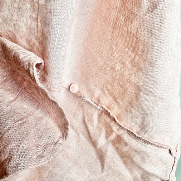 Madewell V-Neck Button Front Linen Blend Minidress in Warm Thistle Pink - Picture 7 of 10